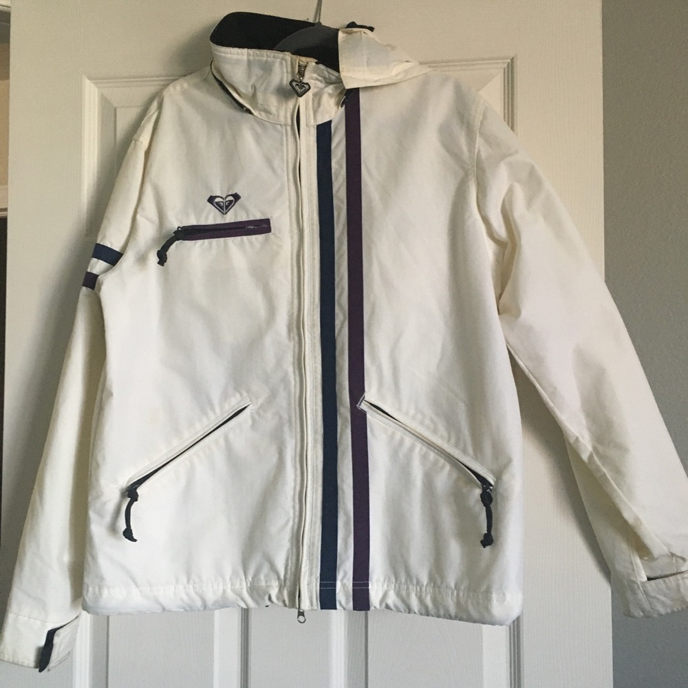 Vintage Roxy Snowboarding Jacket with Detachable Hood, Medium